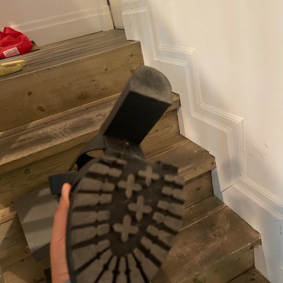 ALL SAINTS Black Leather Platform Heel Sandals - Picture 3 of 7